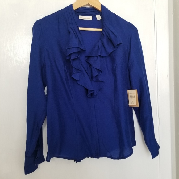Coldwater Creek Tops - Coldwater Creek blue ruffle shimmer top SP -C3
